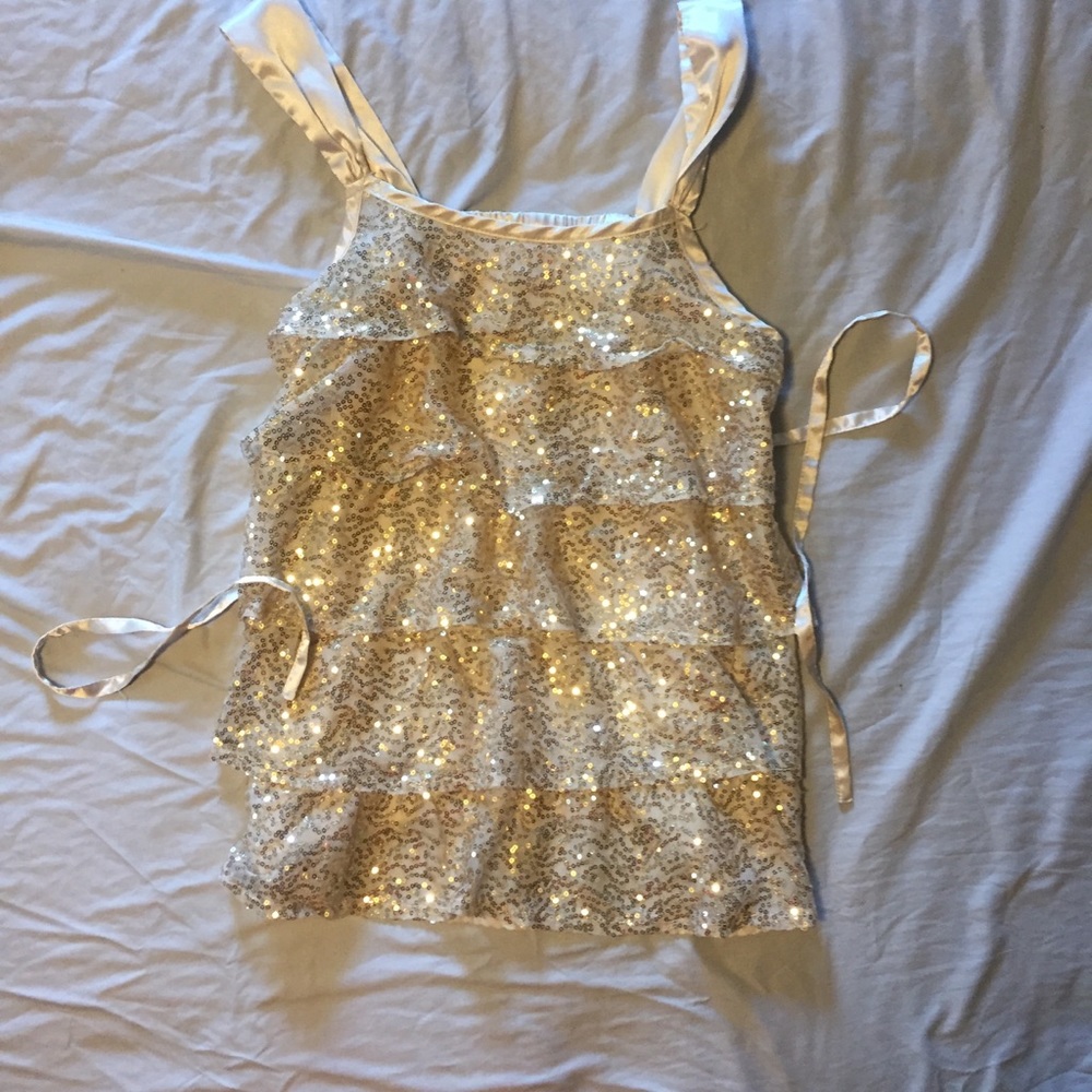 Justice Gold Sequin Tank Tops